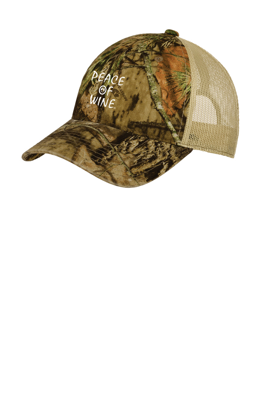 Peace of Wine Logo Camo Mesh Back Cap